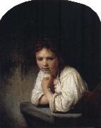 REMBRANDT Harmenszoon van Rijn Girl Leaning on a Window Sill oil painting artist